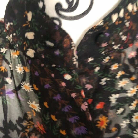 SAKS FIFTH AVE Floral Mesh Button-down Blouse - Picture 13 of 14